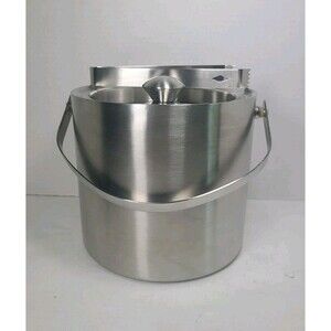Royal VTG Ice Bucket Stainless Steel 7 1/4” W/ Tongs 2004